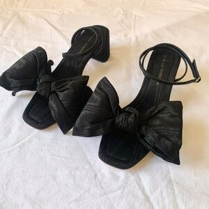 Loeffler Randall Carmen Black Moiré Bow Sandal 8.5 NEW
